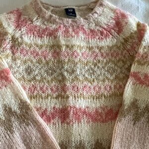 GAP Women's Sweater in Pink and Cream Tones